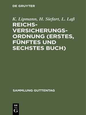 cover image of Reichsversicherungsordnung (Erstes, fünftes und sechstes Buch)